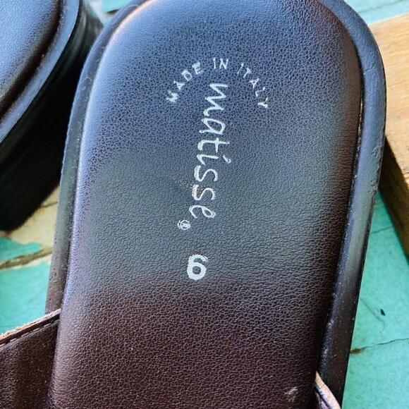 Matisse Leather Upper Animal Print Embellished Slip On Sandal Brown Size 6 - Picture 6 of 7